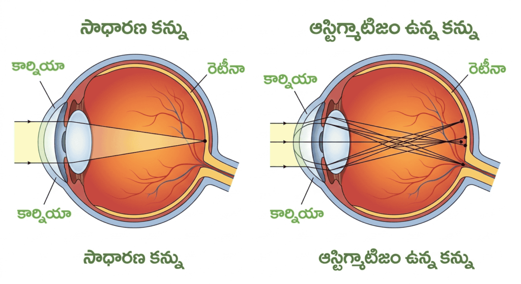 the difference between normal and astigmatism eye